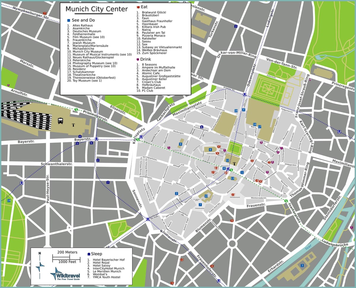 turistična karta munchen zanimivosti