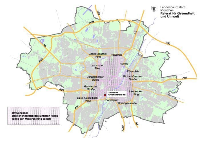 Zemljevid münchnu zeleni pas