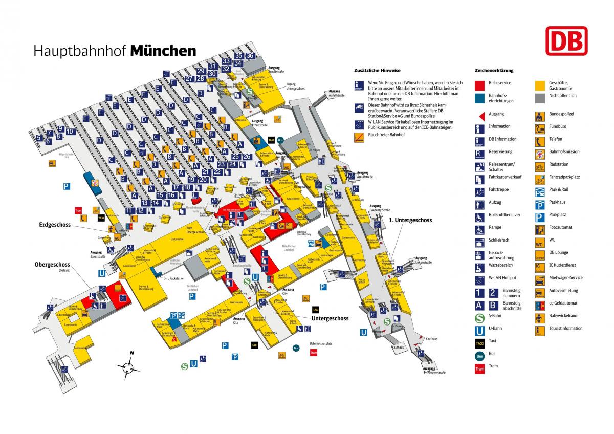 münchen hbf platformo zemljevid