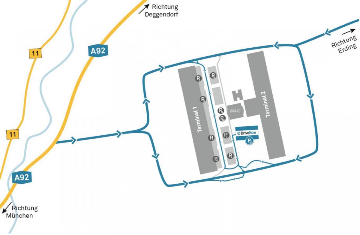 münchen letališče najem avtomobila zemljevid