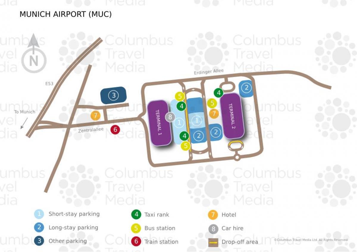 Zemljevid münchnu letališča, železniške postaje