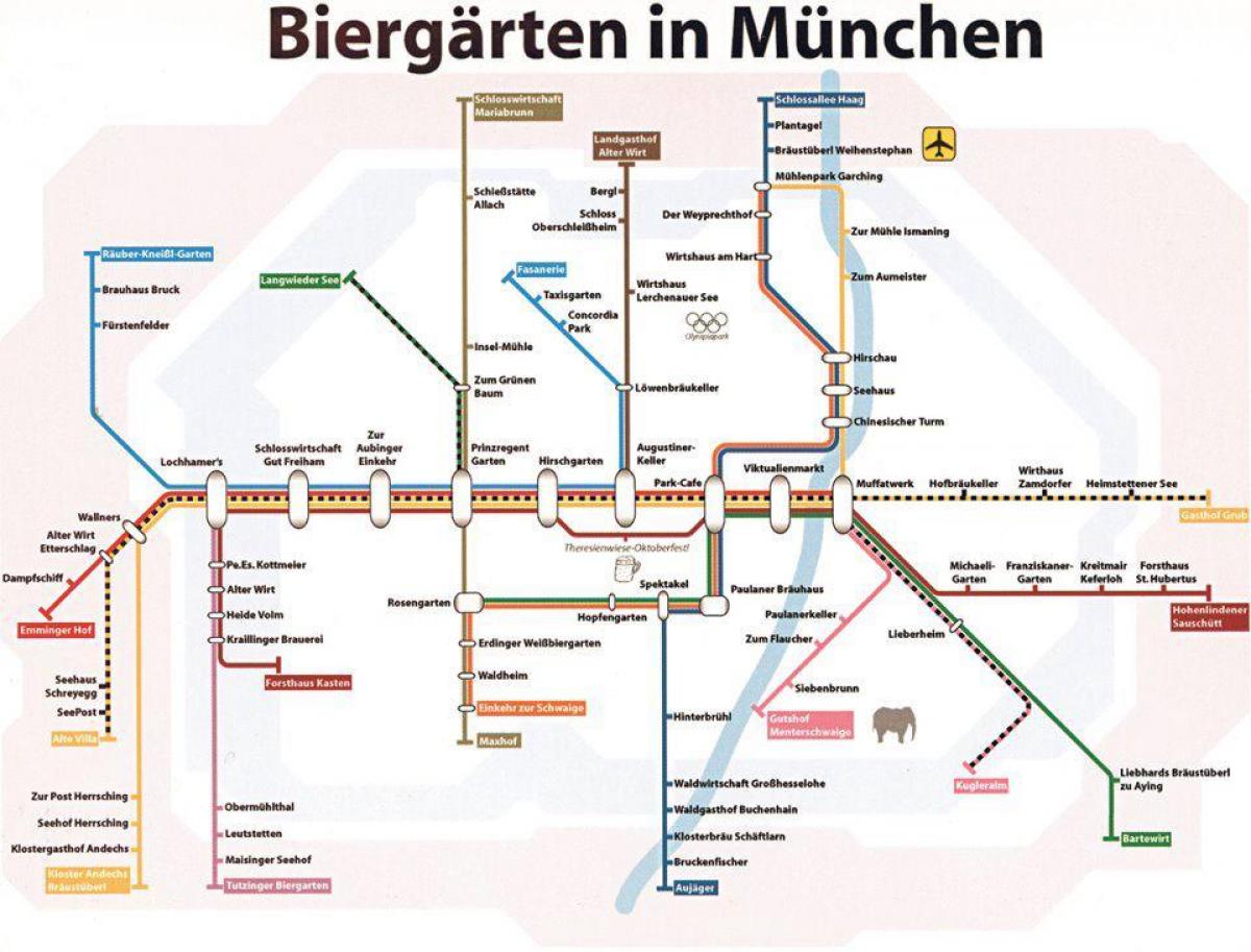 Zemljevid münchnu pivo vrt