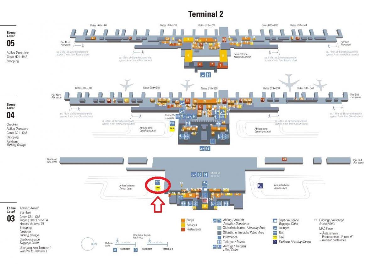 Zemljevid münchnu terminal 2 