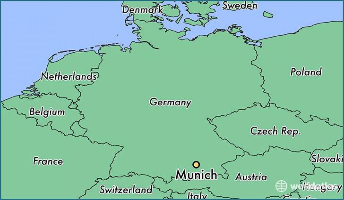münchen, nemčija na zemljevidu