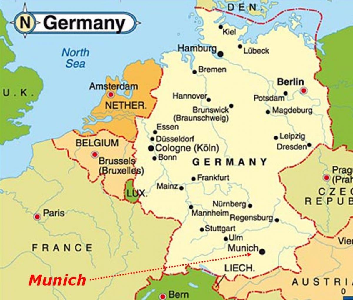 Zemljevid münchnu evropi