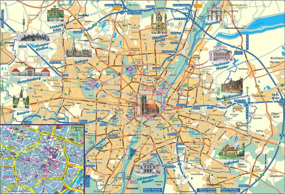 mesto zemljevid münchen, nemčija