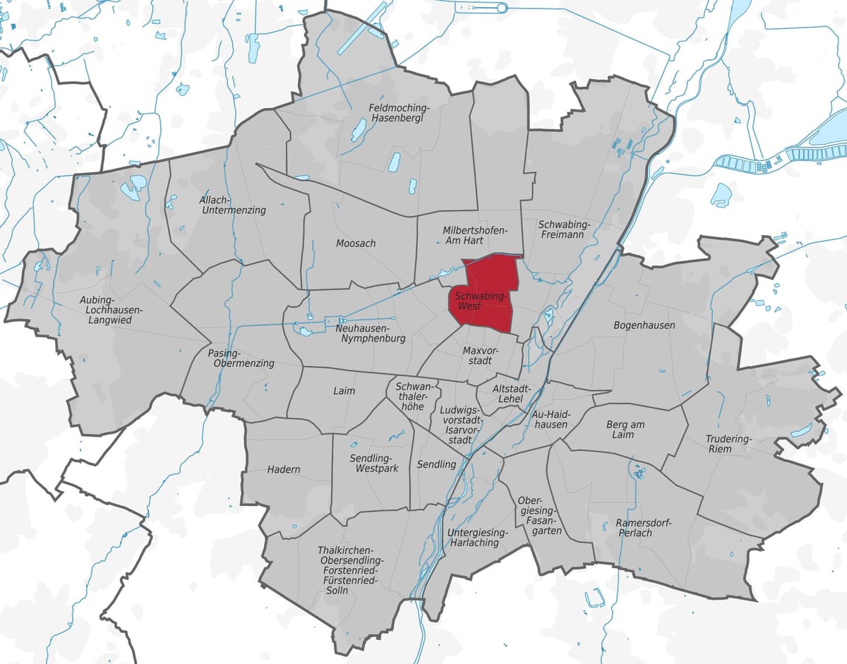 Zemljevid schwabing münchnu