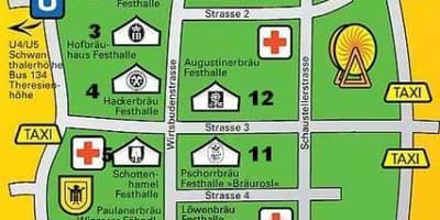 Zemljevid münchnu pivovarne 