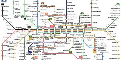Zemljevid podzemne železnice münchen, nemčija