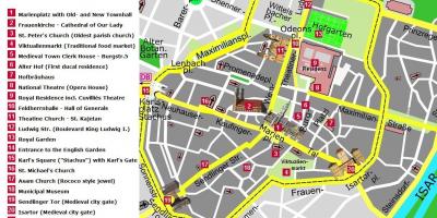 Zemljevid munich city center zanimivosti