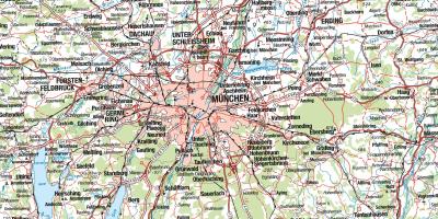 Zemljevid münchnu in okolici mest